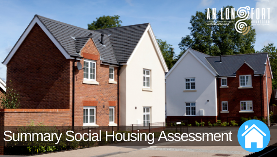 Summary Social Housing Assessment graphic with houses in background